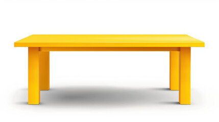 Yellow rectangular table isolated on white background in vector illustration.
