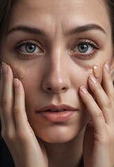  Grief: Mourning a loss, with tears in eyes. 