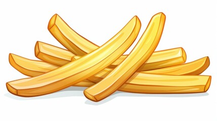 Illustration of crispy French fries on a white background. Detailed sketch of delicious potato chips.