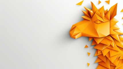 Unique alpaca origami art with polygon shapes, folded paper style, isolated on white background.