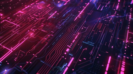 Futuristic Tech-Inspired Background Featuring Circuit Patterns, Digital Grids, and Holographic Effects, Creating a Cutting-Edge and High-Tech Visual Atmosphere