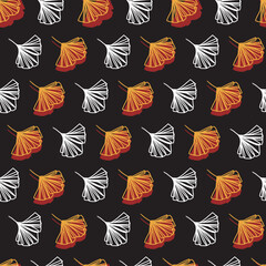 Ginkgo Leaves Doodle Medley Autumn Night Pattern. This seamless design is ideal for use in digital and print media, including textiles, wallpapers, and stationery. 