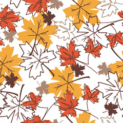 Harvest Season Leaves Seamless Fall Maple Leaves. This seamless design is ideal for use in digital and print media, including textiles, wallpapers, and stationery. 