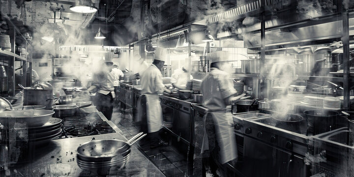 A busy kitchen, filled with industrious chefs and servers, their focus on preparing nourishing meals that sustain the nation.