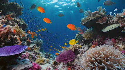 Obraz premium The view of the sea, fish and coral reefs, high definition and clarity