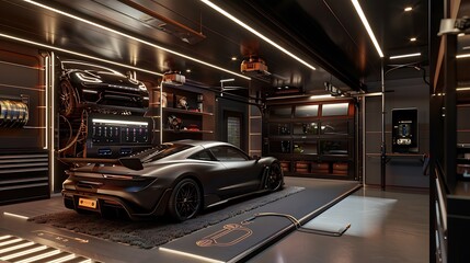 Smart home garage with automated car storage, retrieval systems, and smart device integration