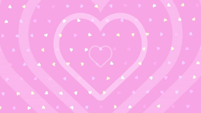 Looped pink hearts pattern motion graphics.