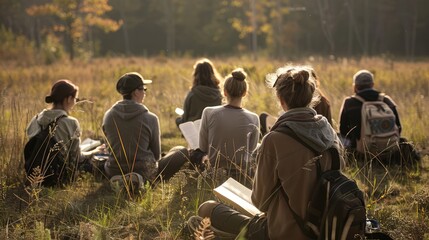 Fototapeta premium Engaging Outdoor Professional Development Retreat for Rural Educators, Generative Ai