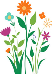 Fototapeta premium Lush Green Meadow Bursting with Colorful Wildflowers.
