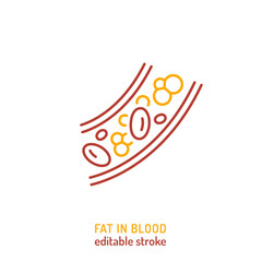 Fat in blood. Outline icon, linear sign. High cholesterol pictogram.