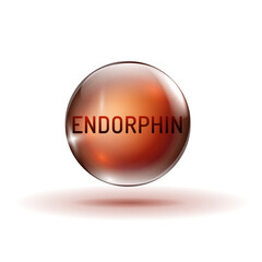 Endorphin sign in glossy realistic style. Happy hormone symbol.