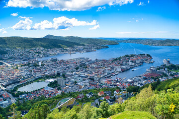 Blick auf Stadt Bergen von Mt. Fløyen