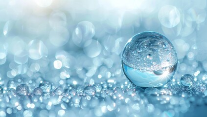 A closeup of water droplets floating on the surface, creating an abstract and ethereal background.