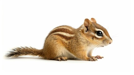 Obraz premium Highquality portrait of an adult chipmunk on a white background, perfect for animal lovers.