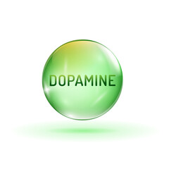 Dopamine sign in glossy realistic style. Hormone symbol.