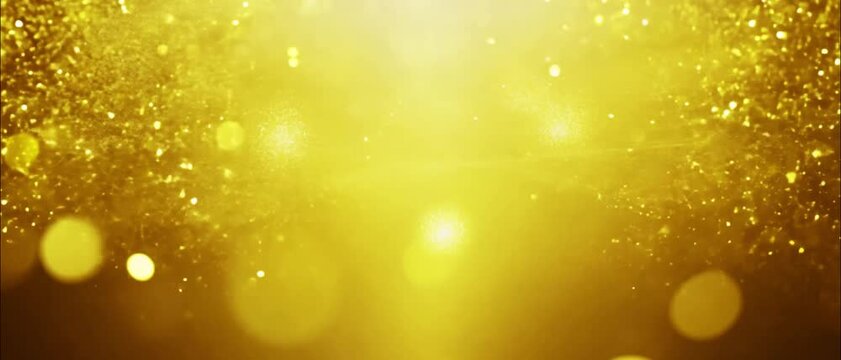 Luxury particles background golden shining dust bokeh glitter. 4K gold particles awards background is a motion graphics. The luxurious gold particles keep moving forward, the golden particle stripes 
