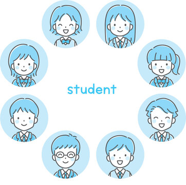 ポップでかわいい学生イラスト（アイコン）