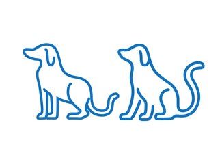 Simple two dogs lines logo vector icon symbol