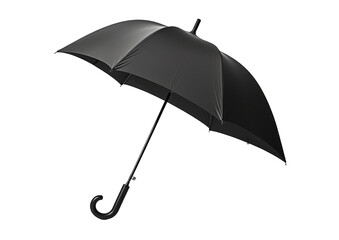Empty Black Colour Umbrella Isolated on White Background. Blank Umbrella in Open View for Mock-up. Clear Classic Umbrella for Template, Branding & Advertisement. Studio Photography.