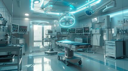 Sterile Modern Surgical Operating Room