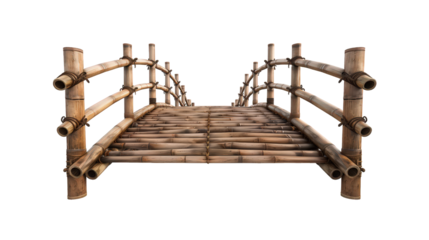 Bamboo bridge isolated on transparent background