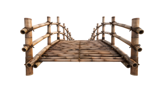 Bamboo bridge isolated on transparent background