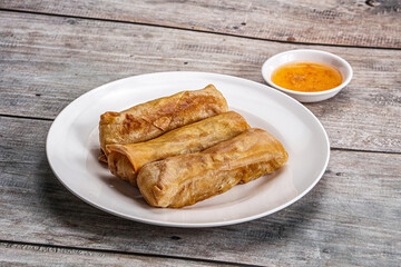 Traditional crispy fried stuffed springroll