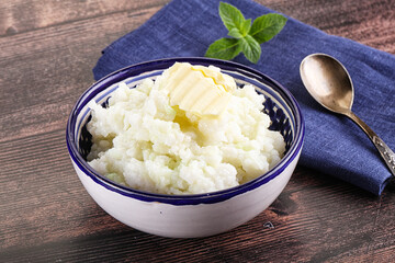 Homemade rice porridge with butter