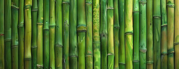 Obraz premium A natural bamboo texture background with green highlights, suitable for eco-friendly kitchen products, with ample copy space