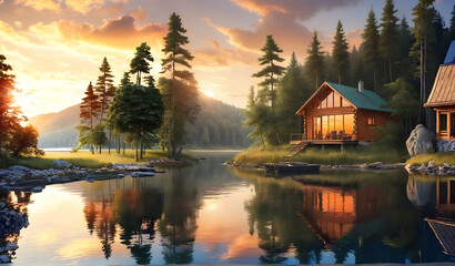 Fototapeta premium Fishing Place Dream - Fantastic landscapes and extraordinary nature, offering a perfect escape into natural beauty.