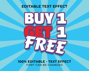 Editable Buy 1 Get 1 Free 3D text effect with yellow background