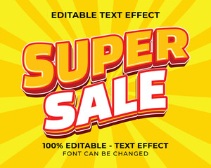 Editable Super Sale 3D text effect with yellow background