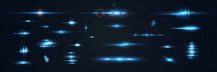 Set of bright light rays.Brigh light on the background.

