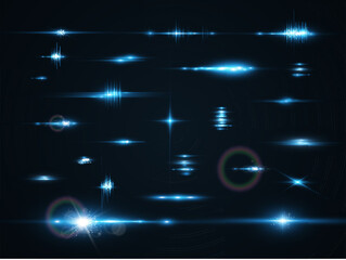 Set of bright light rays.Brigh light on the background.
