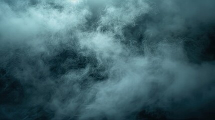 Expansive scene of dense fog rolling over a dark background, creating a haunting effect
