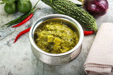 Indian cuisine - palak paneer cheese with spinach