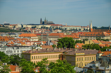 Fototapeta premium prague view from vysehrad towards the hradcany castle in distance