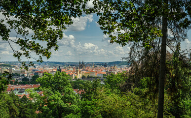 prague view from petrin park towards old town square