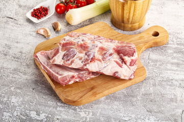 Raw pork ribs for barbecue