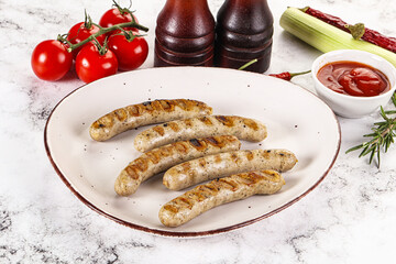 Grilled natural organick white sausages