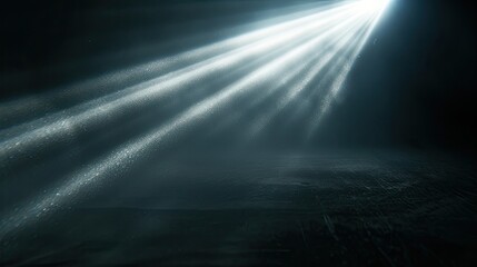 Obraz premium Radiant light beam shining through the blackness, close-up view