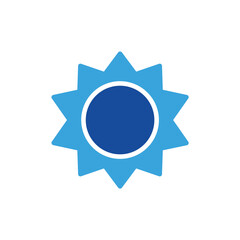 sun icon color or logo illustration glyph color blue style	
