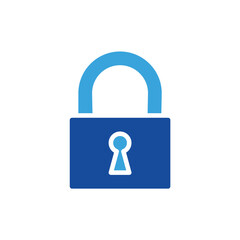lock icon color or logo illustration glyph color blue style	
