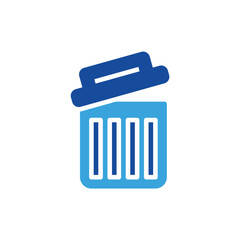 bin icon color or logo illustration glyph color blue style	
