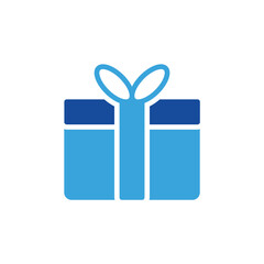 gift icon color or logo illustration glyph color blue style	
