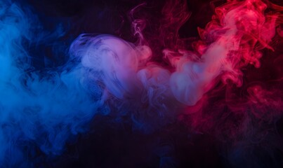 smoke in red and blue light on black background ,Generative AI