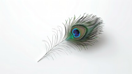 Obraz premium Peacock feather isolated on white background