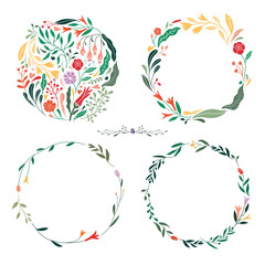 Abstract antique flower wreath frame