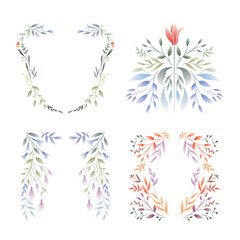 Abstract antique flower wreath frame