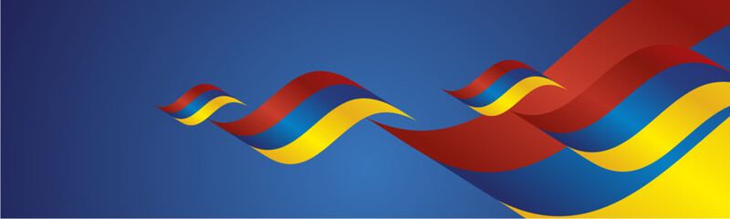 Armenia National Day waving flags two fold blue landscape background.ai